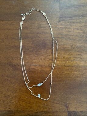 Delicate Gold Layered Necklace with Clear Gem Accents